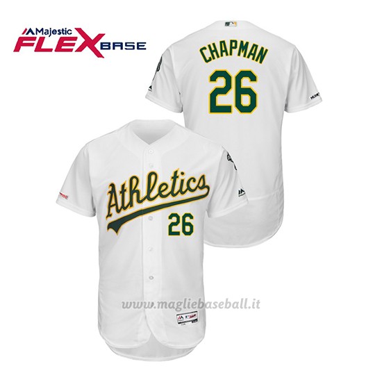 Maglia Baseball Uomo Oakland Athletics Matt Chapman 150th Aniversario Patch Autentico Flex Base Bianco